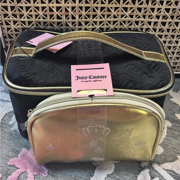 Juicy Couture Handbags - Juicy Couture Black and Gold Cosmetic Bag Set